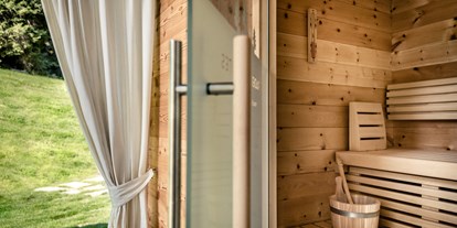 Hüttendorf - Schwerpunkt: Urlaub mit Hund - Ptrivate Sauna im jeden Chalet - Pradel Dolomites