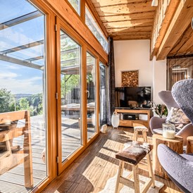 Chalet: Panorama-Fensterfront Chalet ZWEIsamkeit - Traumhütten für Zwoa