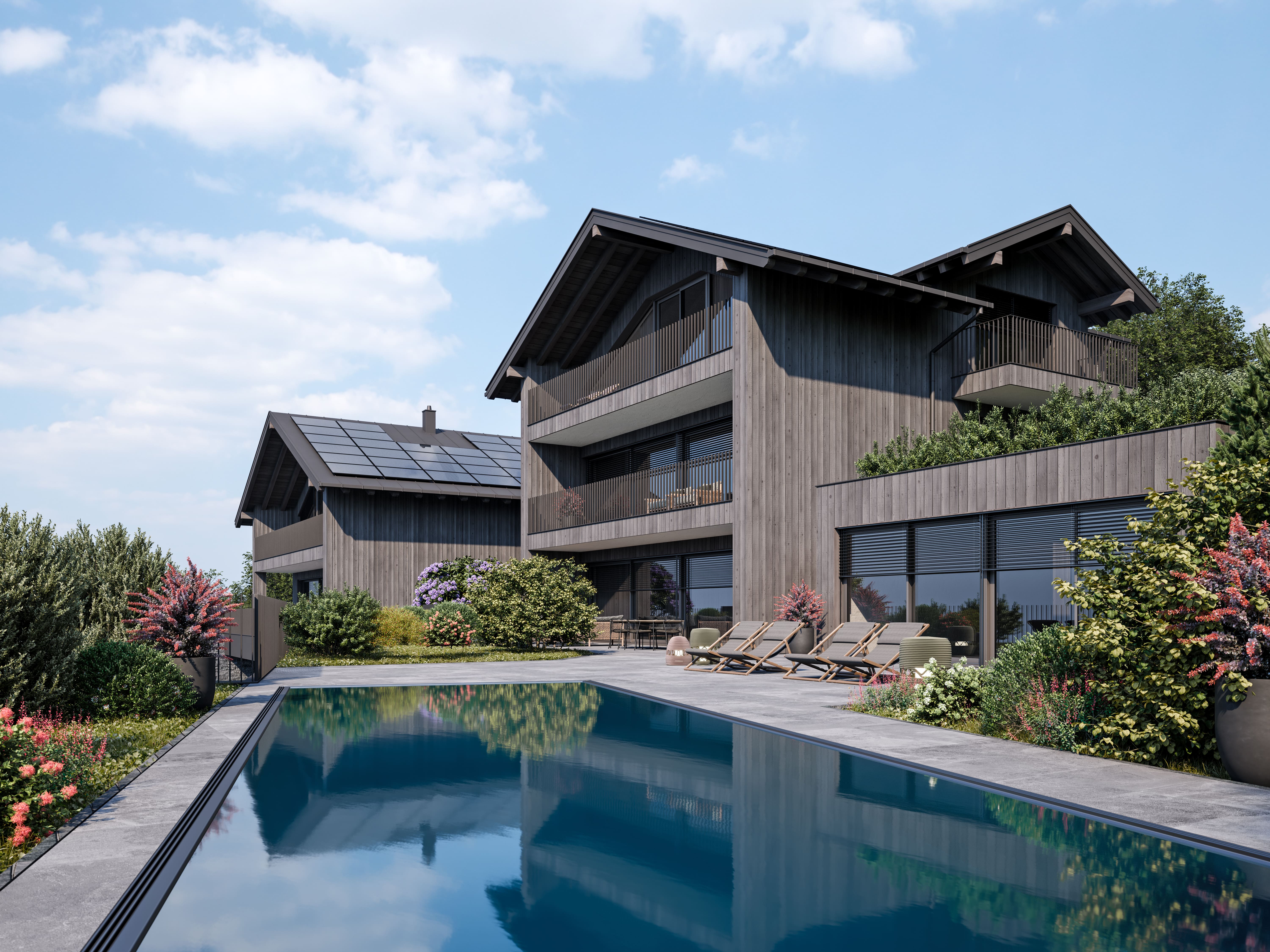 Chalet - Ganzjährig beheizter Außenpool - Premium-Chalet Stoanegg - ROSENSTOA Premium Chalets