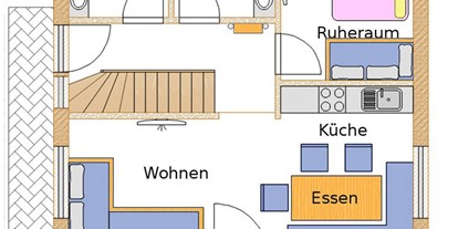Hüttendorf - Schwerpunkt: Familienurlaub - Rinnen - Grundriss große Hütten
Erdgeschoss -  Lechtal Chalets