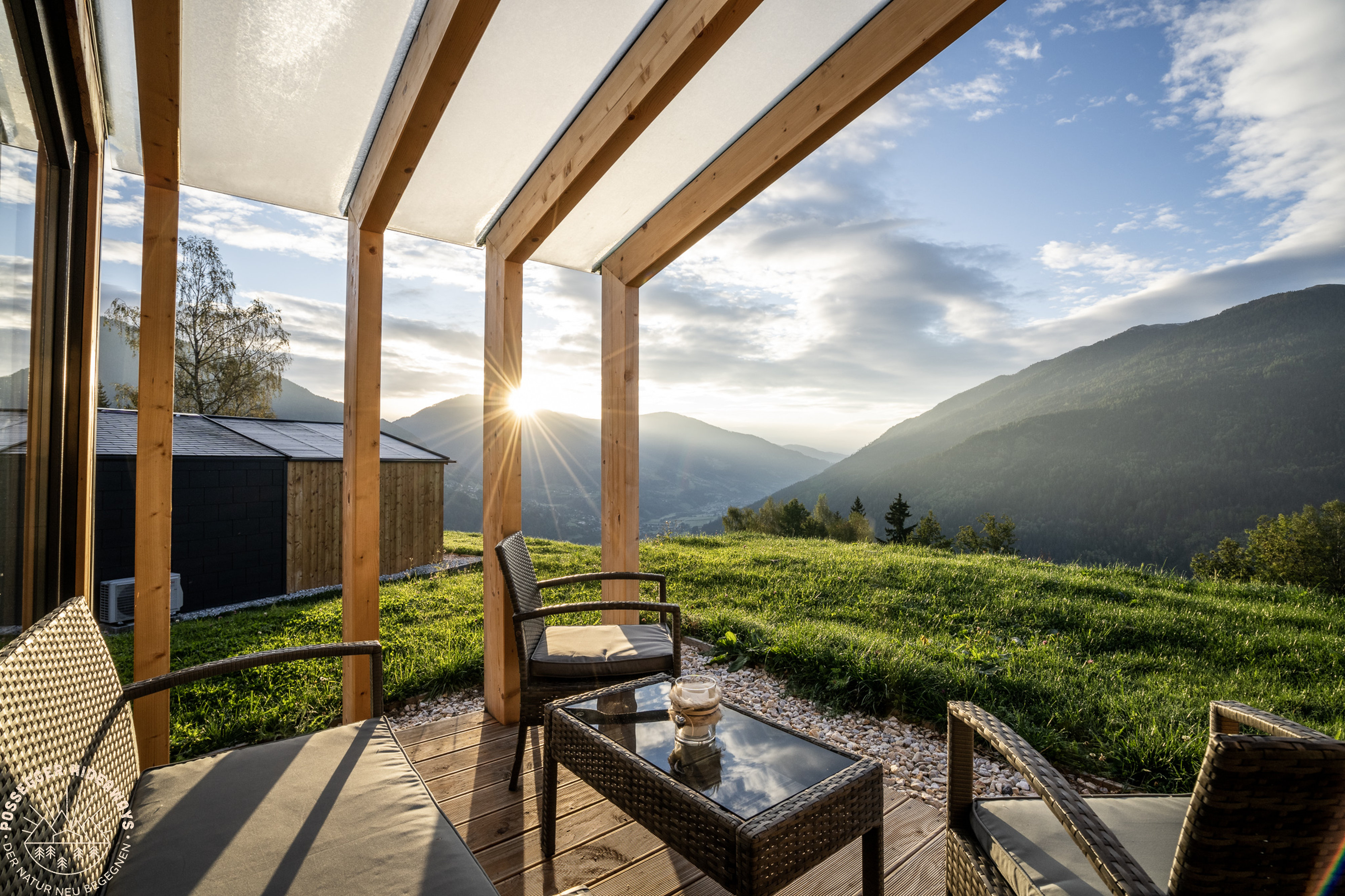 Chalet - Panorama Aussicht von der Terrasse - Possegger Hideaways