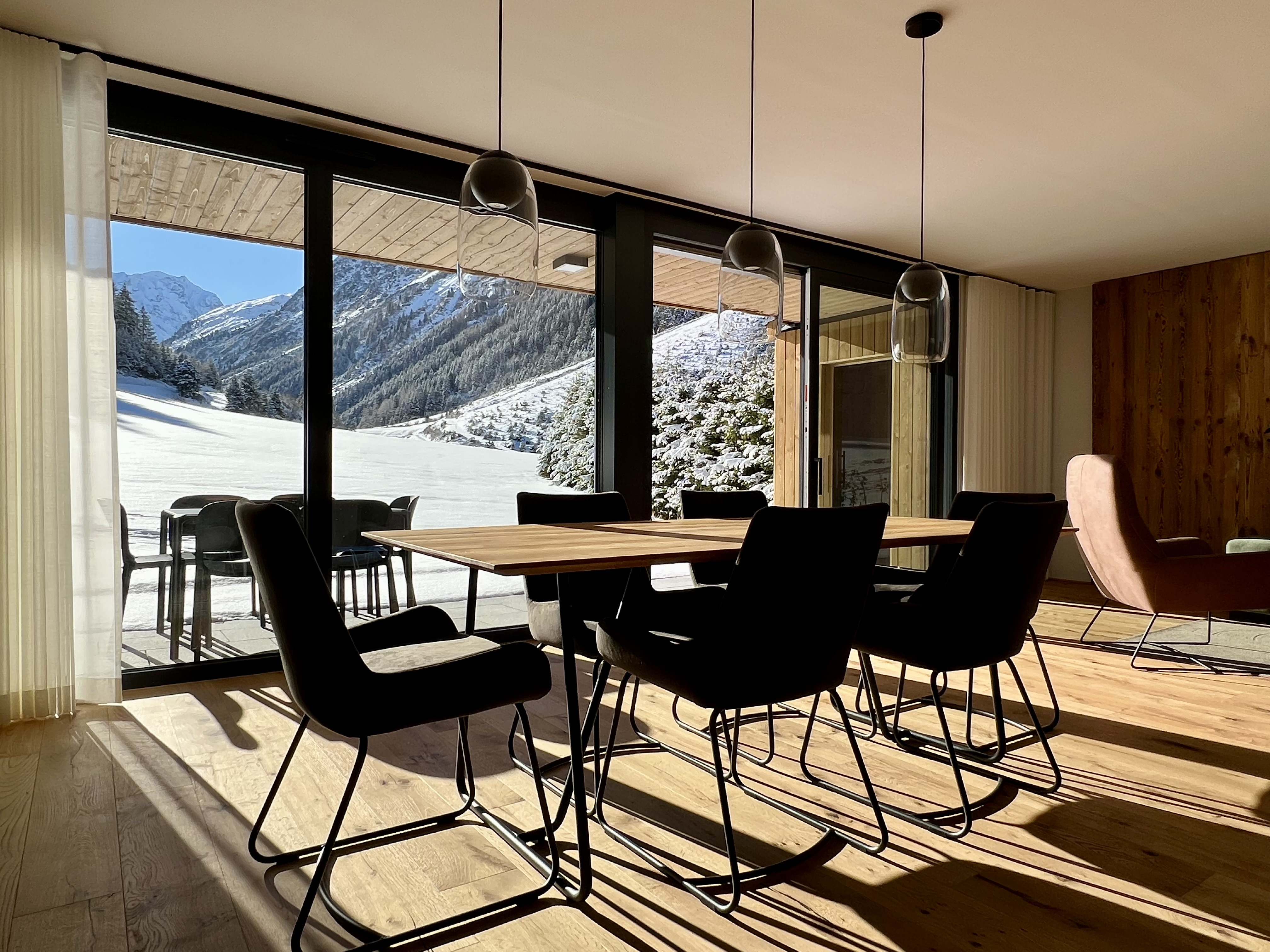 Hüttendorf - Sellrain - Esszimmer Erdgeschoss - Panorama Chalets Pitztal