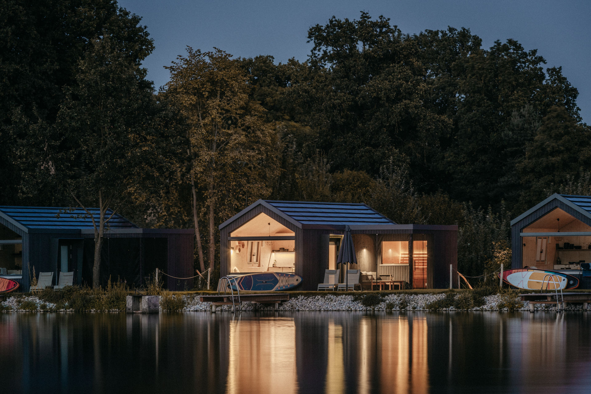 Chalet: Cabins bei Nacht - NaturResort Steinwald - Außen