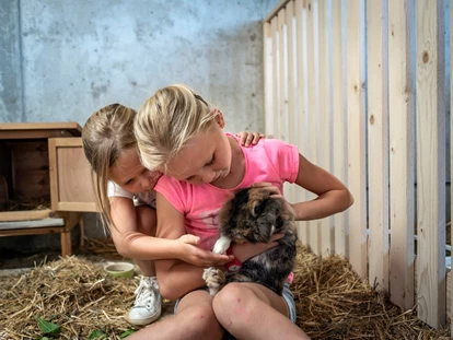 Hüttendorf - Whirlpool: beim Chalet - Tiere Streichelzoo - Dilia Dolomites
