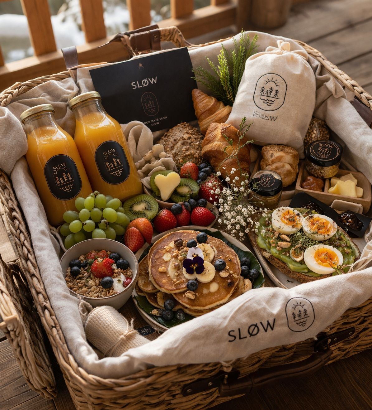 Chalet: Genieße einen liebevoll zusammengestellten Frühstückskorb mit regionalen Köstlichkeiten - der perfekte Start in den Tag  - Slow Fine Chalets - Neustift im Stubaital - Essen | Trinken