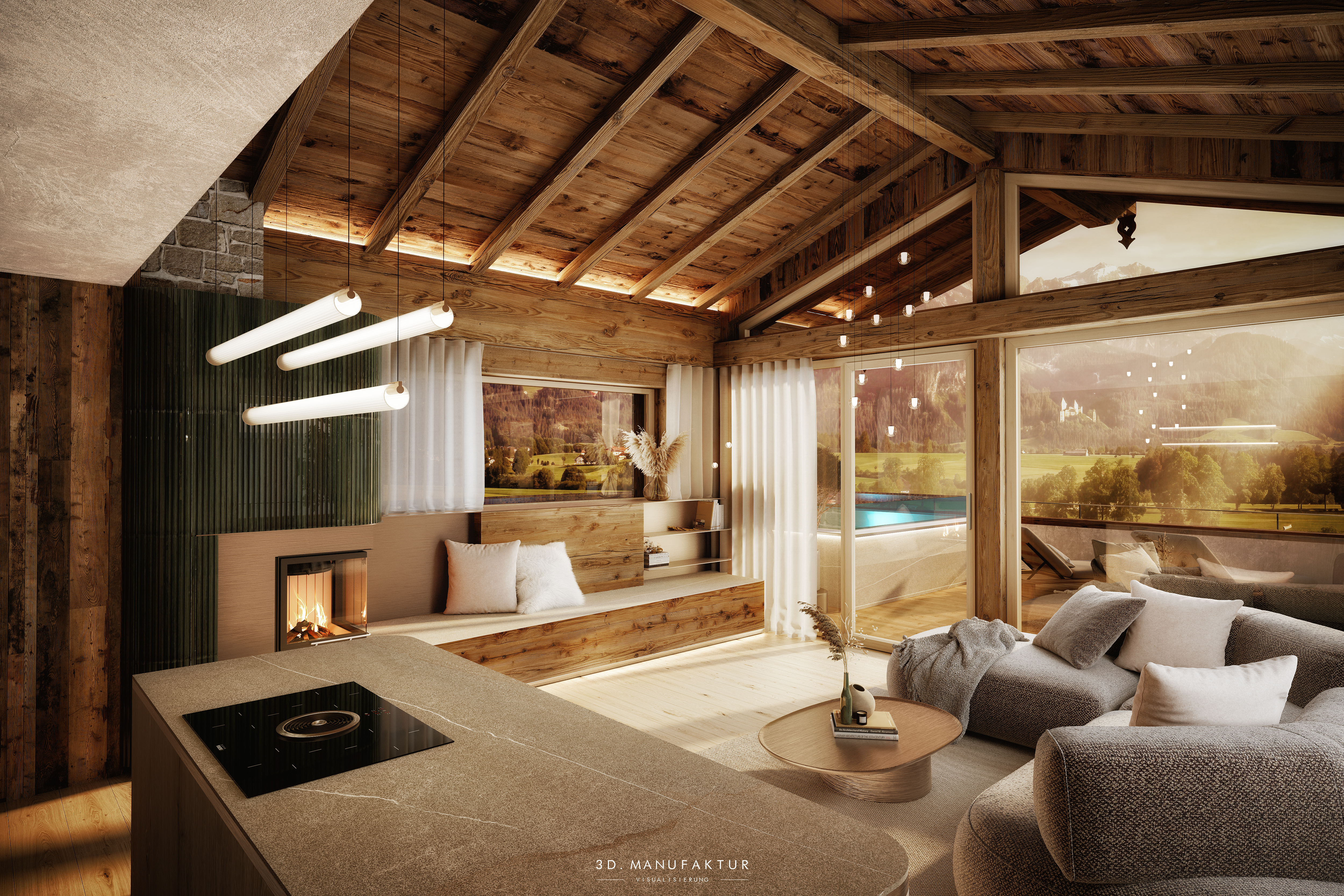 Chalet: Ausblick Wohnbereich - Das Hofgut