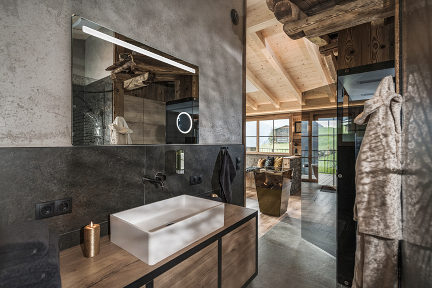 Chalet: Modernes Badezimmer. - Ferienhütten Tirol