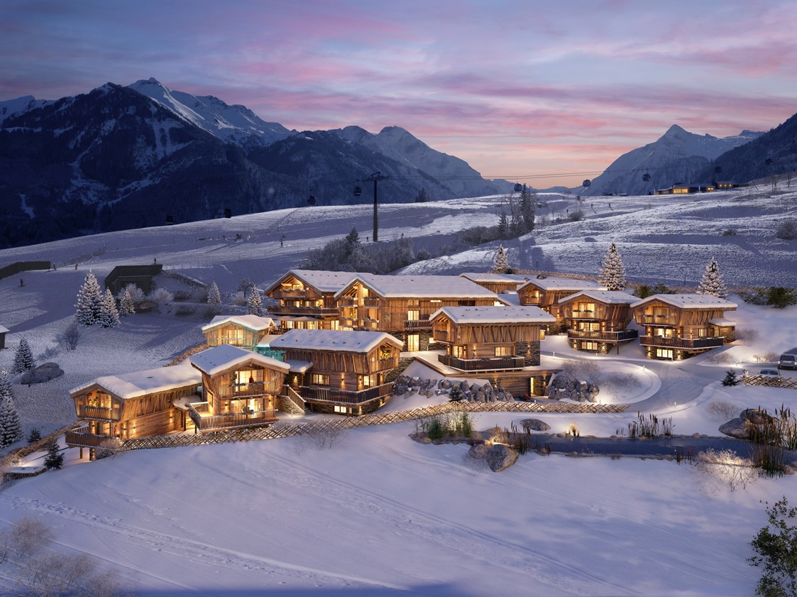 Chalet: Winteransicht von unserem Bergdorf Zaglgut - Bergdorf Hotel Zaglgut Ski In & Ski Out