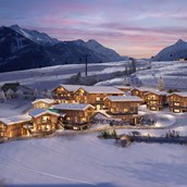 Hüttendorf: Winteransicht von unserem Bergdorf Zaglgut - Bergdorf Hotel Zaglgut Ski In & Ski Out