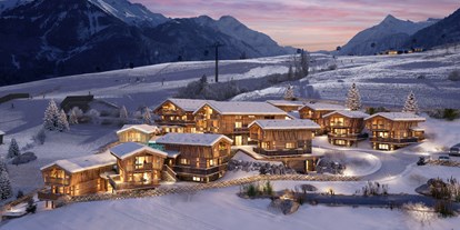 Hüttendorf - Wagrain - Winteransicht von unserem Bergdorf Zaglgut - Bergdorf Hotel Zaglgut Ski In & Ski Out