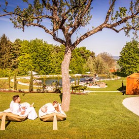 Chalet: Meditationsgarten beim Chalet Polarfuchs - Golden Hill Country Chalets & Suites