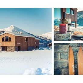 Chalet: Winterzeit, Langlaufzeit, Brotzeit auf der Terrasse im März  - Gränobel Chalets
