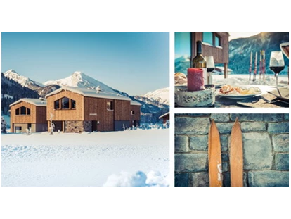 Hüttendorf - Schröcken - Winterzeit, Langlaufzeit, Brotzeit auf der Terrasse im März  - Gränobel Chalets