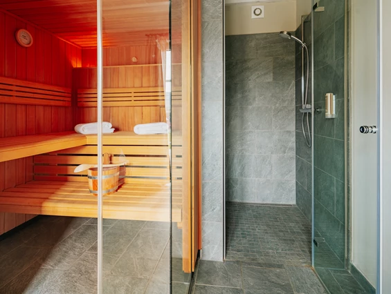 Chalet: Alle Ferienhäuser verfügen über eine Sauna. - Torfhaus HARZRESORT