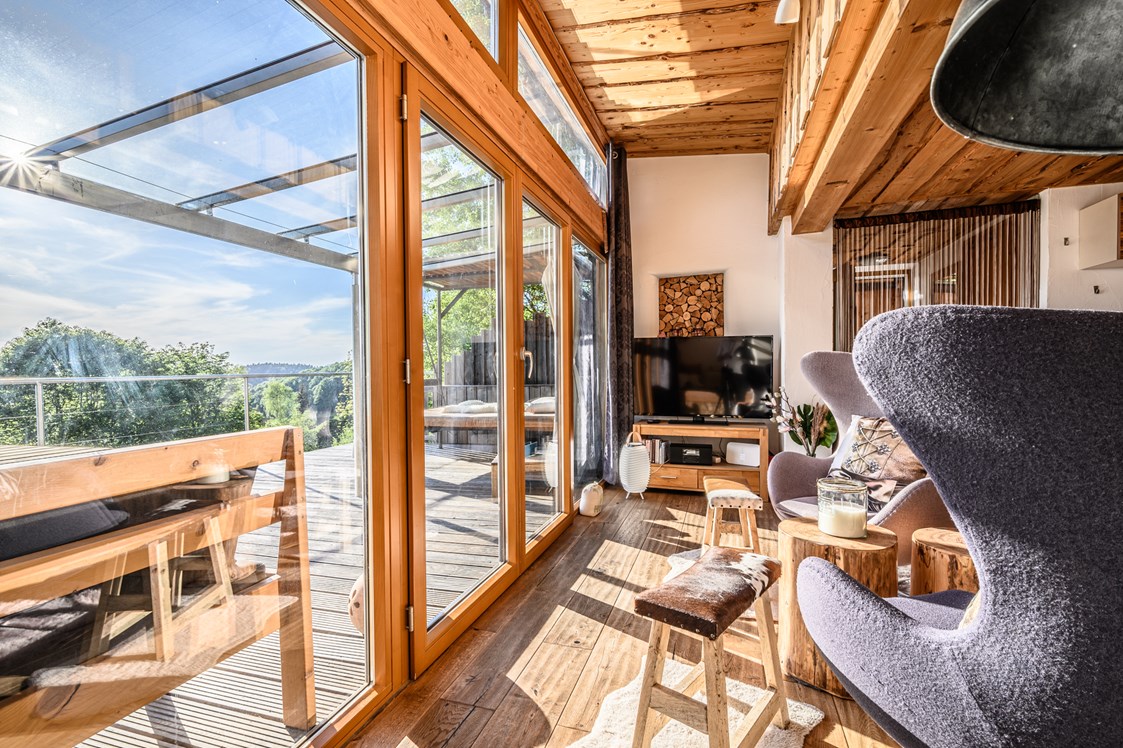 Chalet: Panorama-Fensterfront Chalet ZWEIsamkeit - Traumhütten für Zwoa