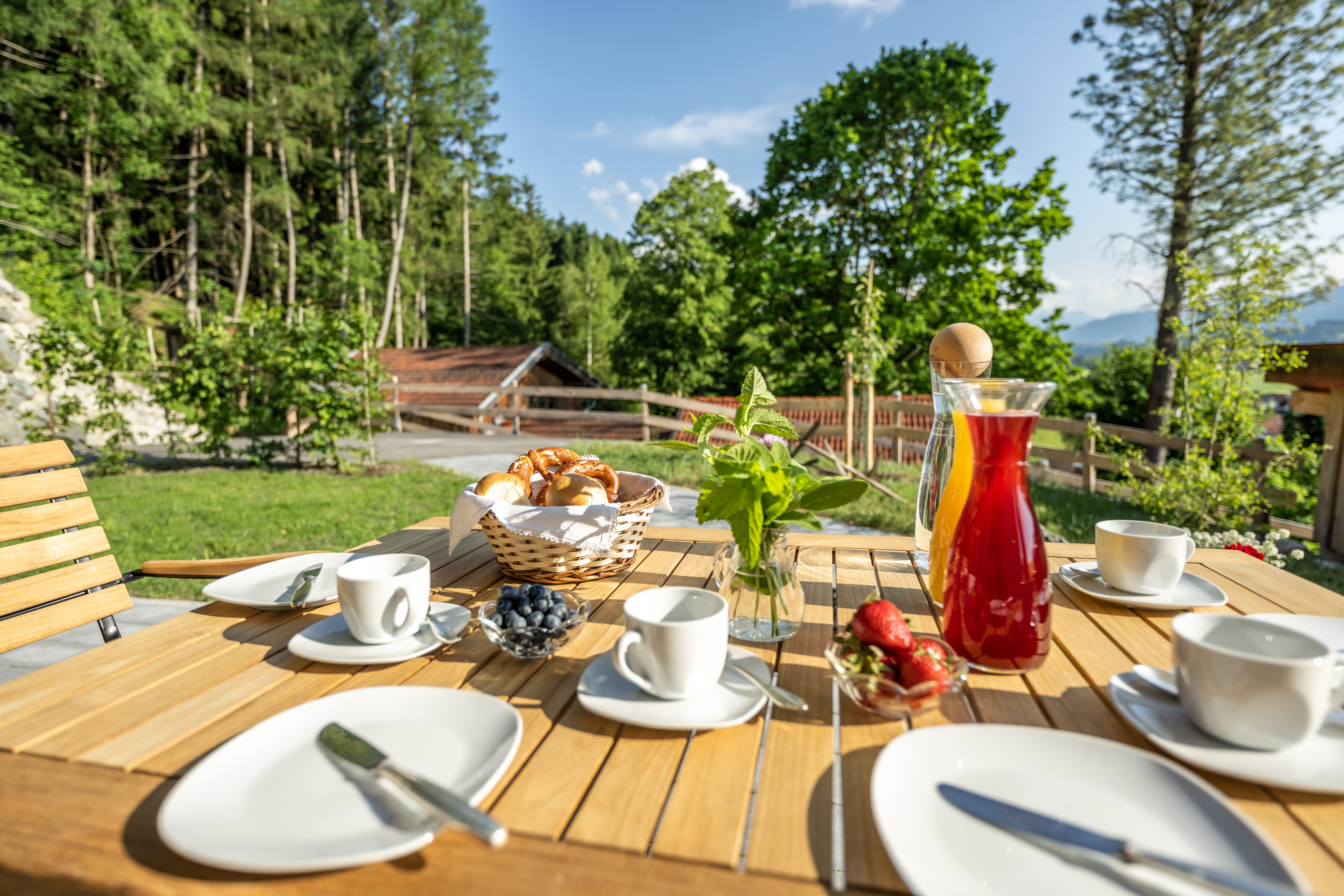 Hüttendorf - Neukirch (Bodenseekreis) - Ausblick Waldhütte "Lärche" - Waldchalets Allgäu