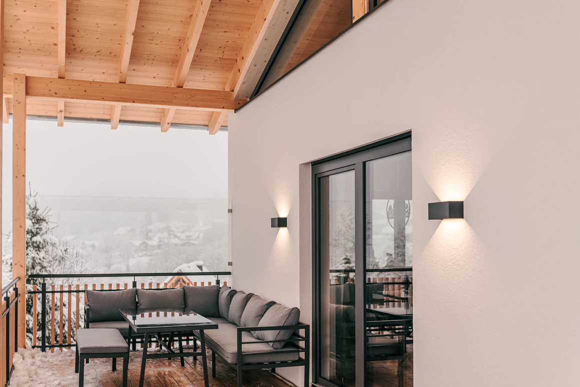Chalet: Terrasse auch im Winter - Woid_Liebe&Glück Chalets Bodenmais