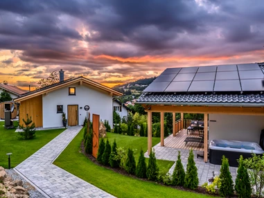 Chalet: Aussenansicht der beiden Chalets - Woid_Liebe&Glück Chalets Bodenmais