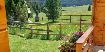 Hüttendorf - Chaletgröße: 8 - 10 Personen - Almhaus Kärnten mit Blick vom Gartenhaus - Almhaus Kärnten